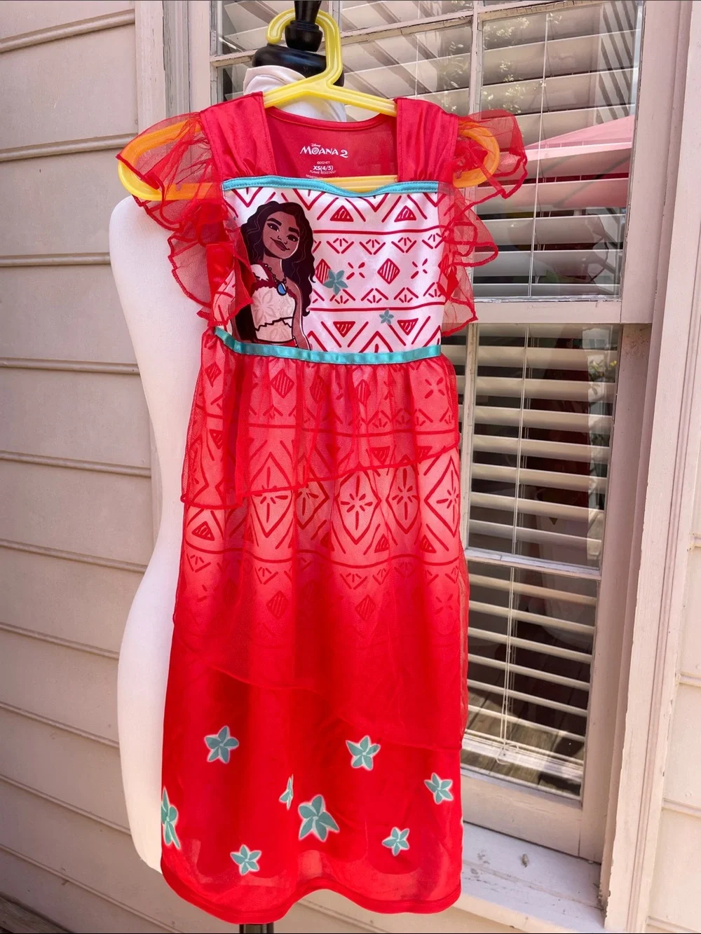 Disney Moana 2 Nightgown Red Princess Sleepwear Size Girls XS 4/5 - Picture 1 of 9